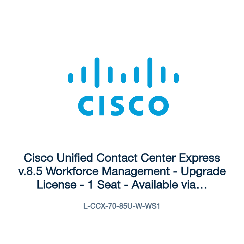 L-CCX-70-85U-W-WS1: Cisco Unified Contact Center Express v.8.5 Workforce Management