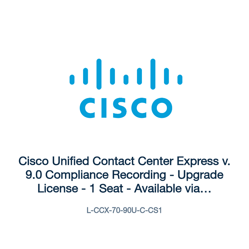 L-CCX-70-90U-C-CS1: Cisco Unified Contact Center Express v. 9.0 Compliance Recording
