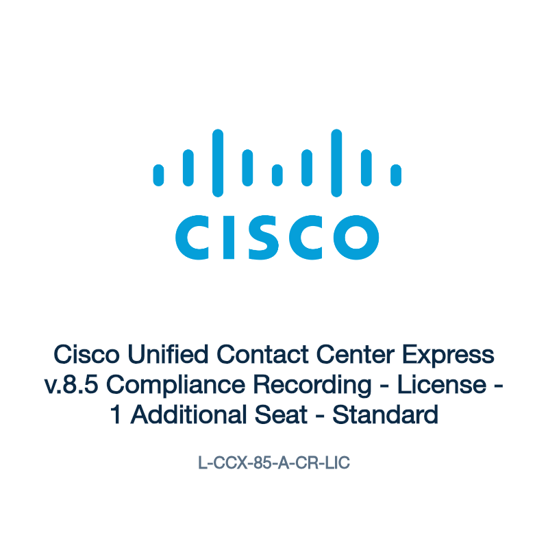 L-CCX-85-A-CR-LIC: Cisco Unified Contact Center Express v.8.5 Compliance Recording