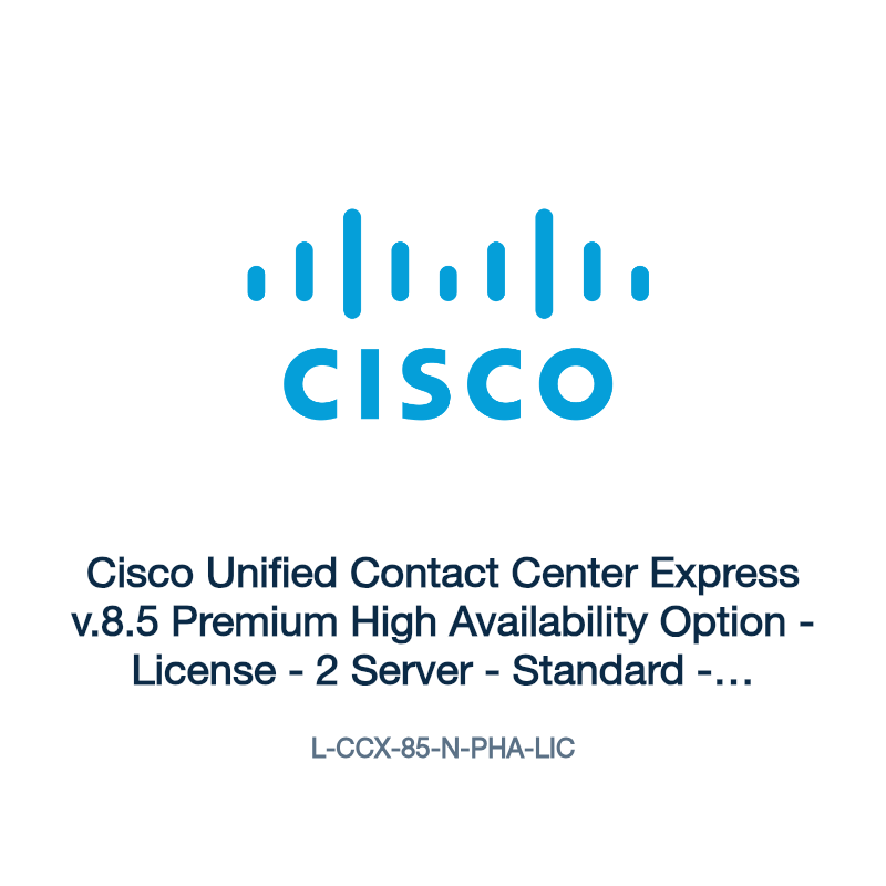 L-CCX-85-N-PHA-LIC: Cisco Unified Contact Center Express v.8.5 Premium High Availability
