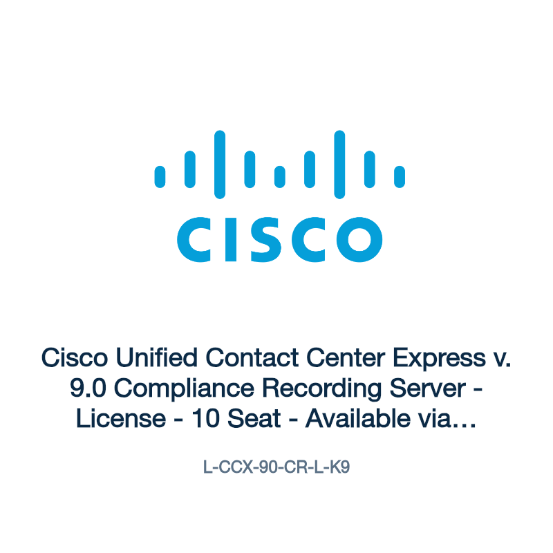 L-CCX-90-CR-L-K9: Cisco Unified Contact Center Express v. 9.0 Compliance Recording