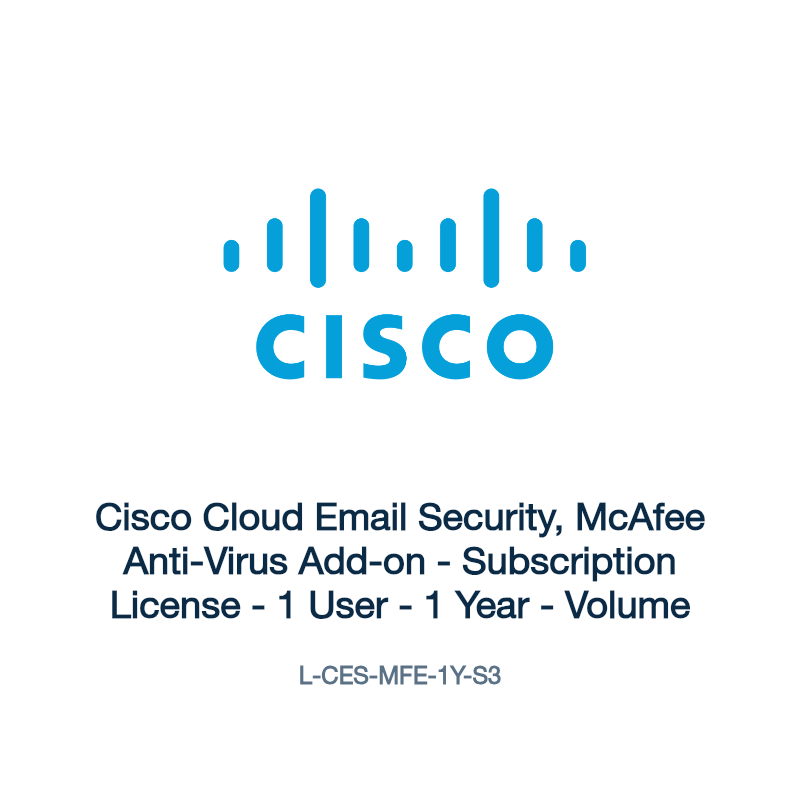 L-CES-MFE-1Y-S3: Cisco Cloud Email Security, McAfee Anti-Virus Add-on