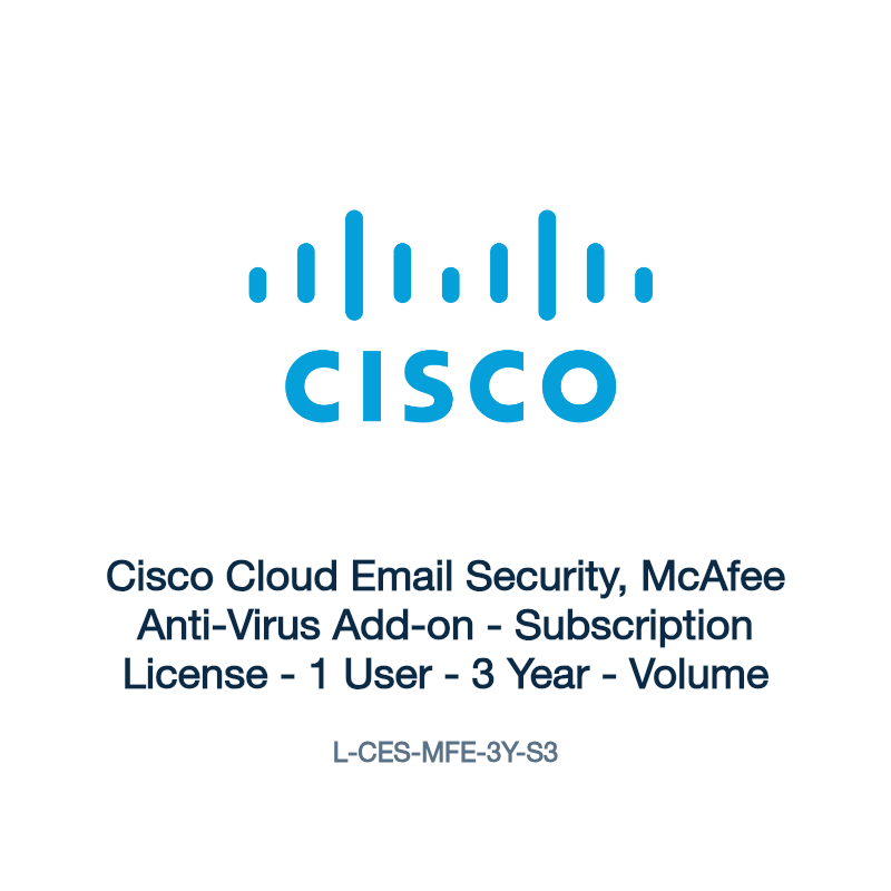 L-CES-MFE-3Y-S3: Cisco Cloud Email Security, McAfee Anti-Virus Add-on