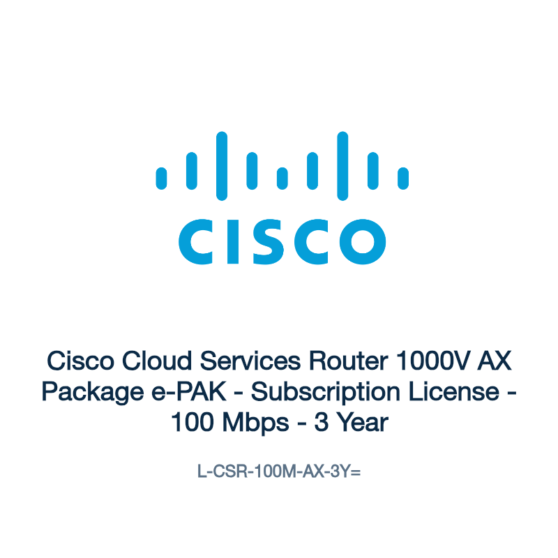 L-CSR-100M-AX-3Y=: Cisco Cloud Services Router 1000V AX Package e-PAK