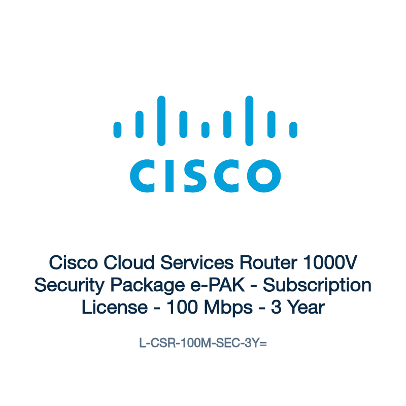 L-CSR-100M-SEC-3Y=: Cisco Cloud Services Router 1000V Security Package e-PAK
