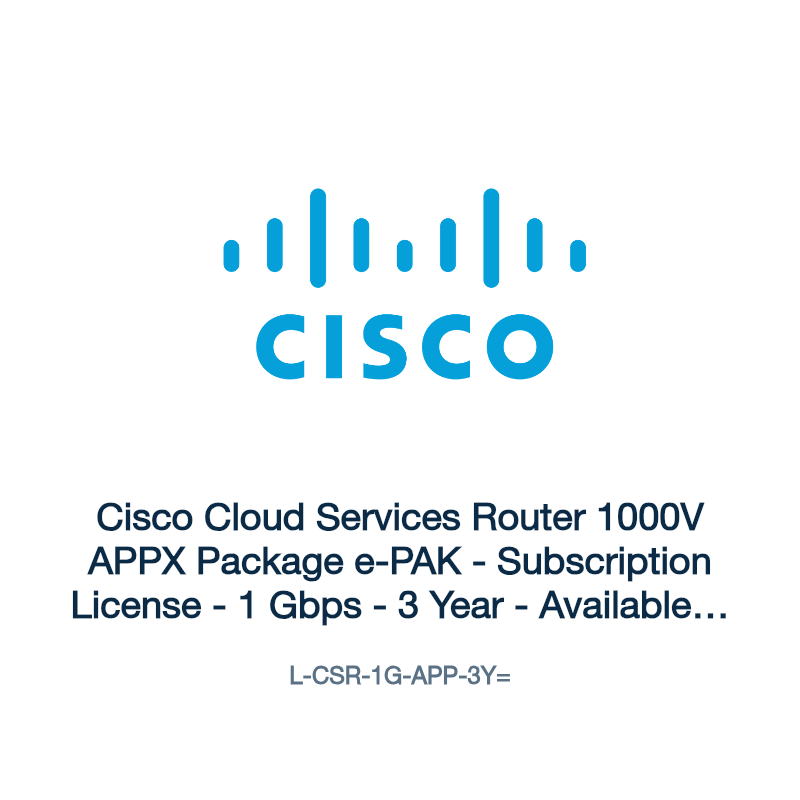 L-CSR-1G-APP-3Y=: Cisco Cloud Services Router 1000V APPX Package e-PAK
