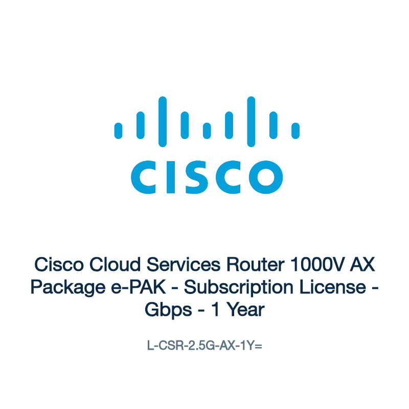 L-CSR-2.5G-AX-1Y=: Cisco Cloud Services Router 1000V AX Package e-PAK