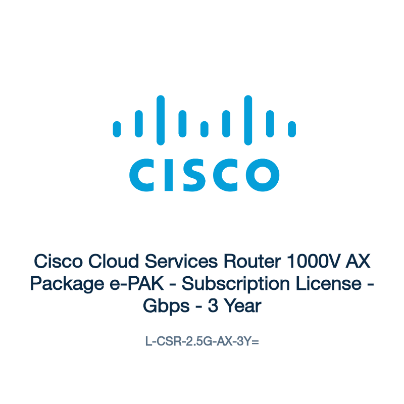 L-CSR-2.5G-AX-3Y=: Cisco Cloud Services Router 1000V AX Package e-PAK