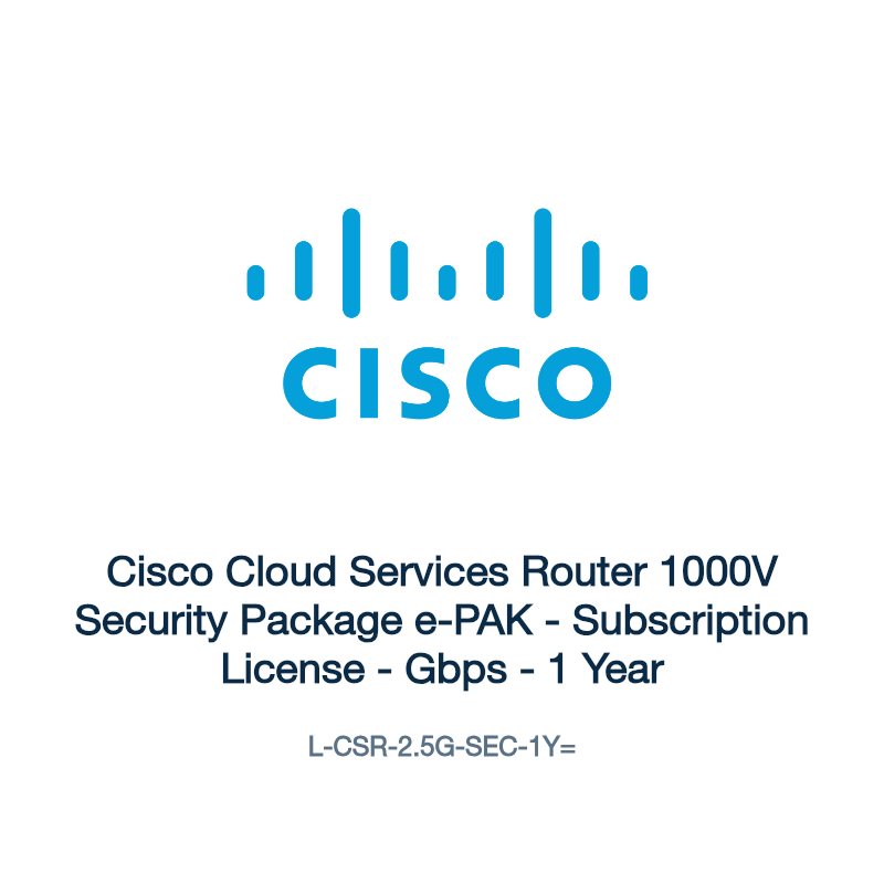 L-CSR-2.5G-SEC-1Y=: Cisco Cloud Services Router 1000V Security Package e-PAK