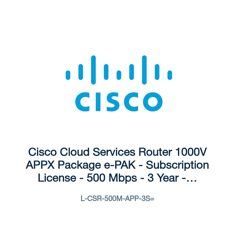 L-CSR-500M-APP-3S=: Cisco Cloud Services Router 1000V APPX Package e-PAK