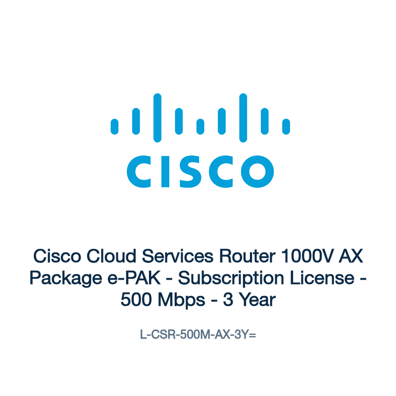 L-CSR-500M-AX-3Y=: Cisco Cloud Services Router 1000V AX Package e-PAK