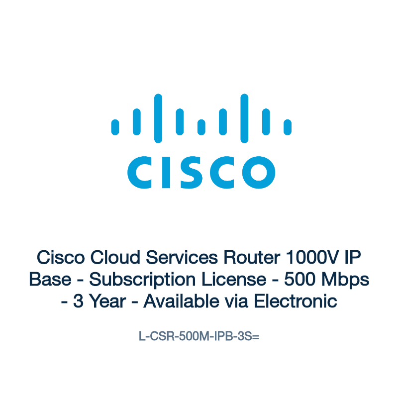 L-CSR-500M-IPB-3S=: Cisco Cloud Services Router 1000V IP Base