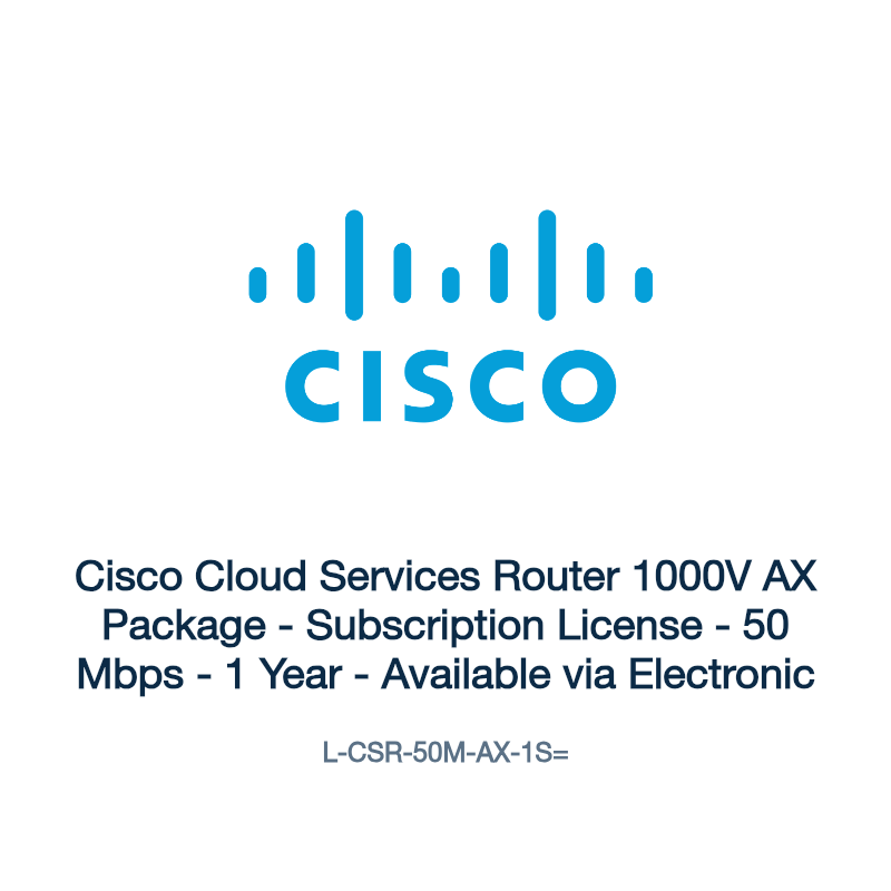 L-CSR-50M-AX-1S=: Cisco Cloud Services Router 1000V AX Package