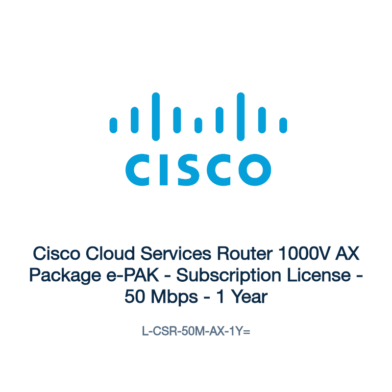 L-CSR-50M-AX-1Y=: Cisco Cloud Services Router 1000V AX Package e-PAK