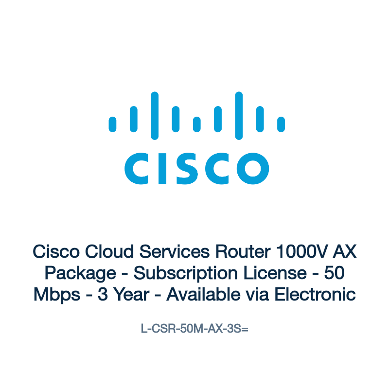 L-CSR-50M-AX-3S=: Cisco Cloud Services Router 1000V AX Package
