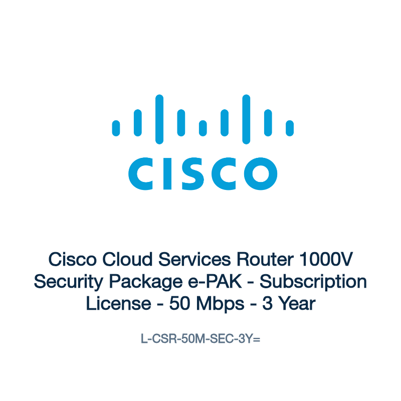L-CSR-50M-SEC-3Y=: Cisco Cloud Services Router 1000V Security Package e-PAK