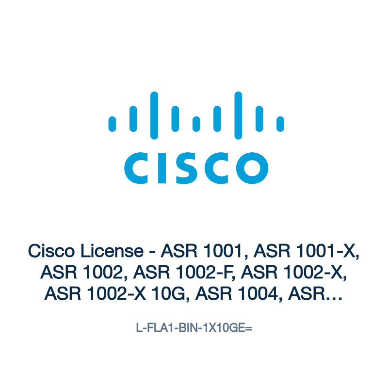 L-FLA1-BIN-1X10GE=: Cisco License - ASR 1001, ASR 1001-X, ASR 1002, ASR 1002-F, ASR