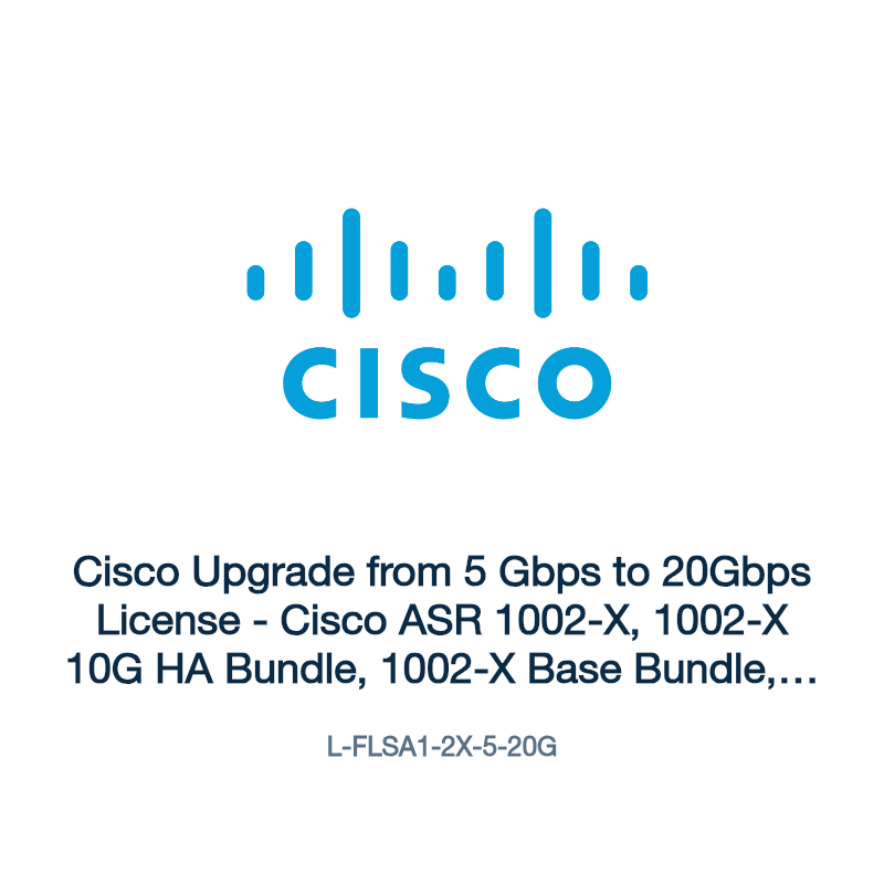 L-FLSA1-2X-5-20G: Cisco Upgrade from 5 Gbps to 20Gbps License