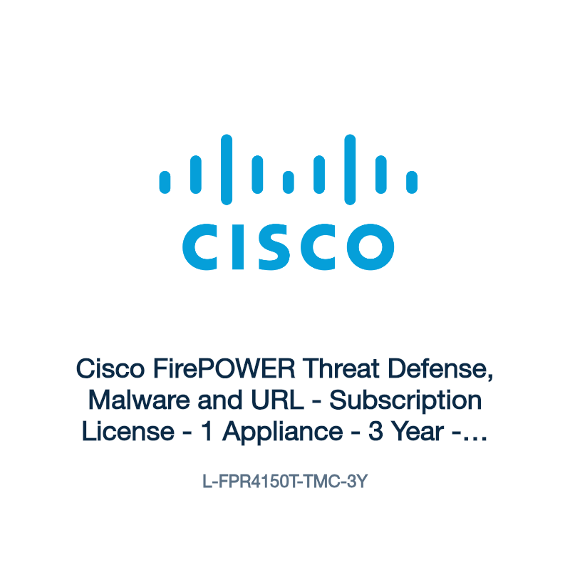 L-FPR4150T-TMC-3Y: Cisco FirePOWER Threat Defense, Malware and URL