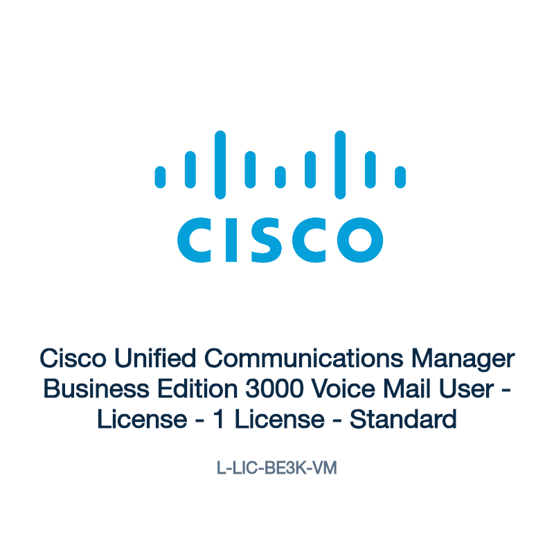 L-LIC-BE3K-VM: Cisco Unified Communications Manager Business Edition 3000 Voice Mail