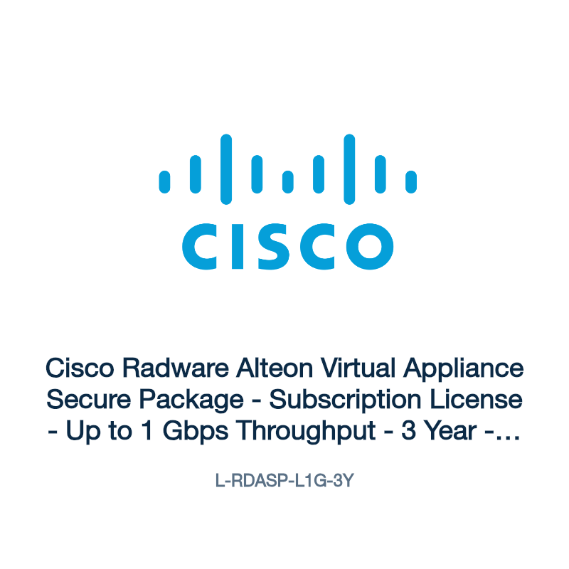 L-RDASP-L1G-3Y: Cisco Radware Alteon Virtual Appliance Secure Package