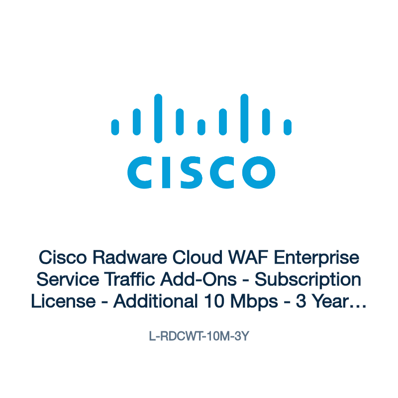 L-RDCWT-10M-3Y: Cisco Radware Cloud WAF Enterprise Service Traffic Add-Ons