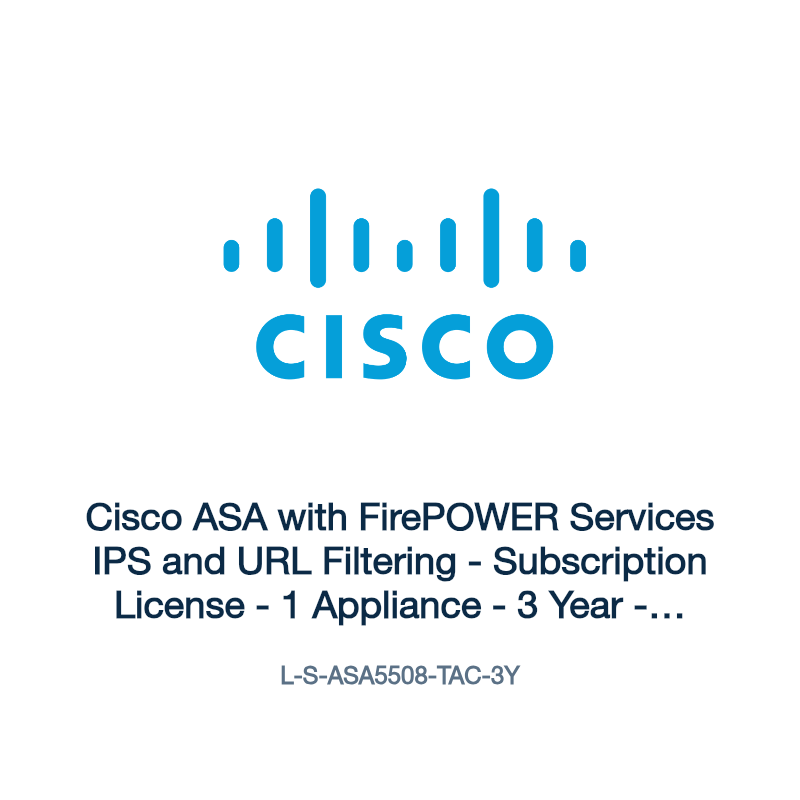 L-S-ASA5508-TAC-3Y: Cisco ASA with FirePOWER Services IPS and URL Filtering