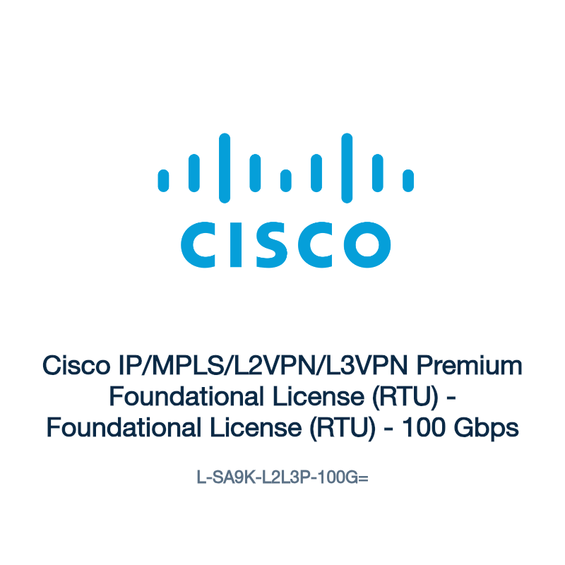 L-SA9K-L2L3P-100G=: Cisco IP/MPLS/L2VPN/L3VPN Premium Foundational License (RTU)