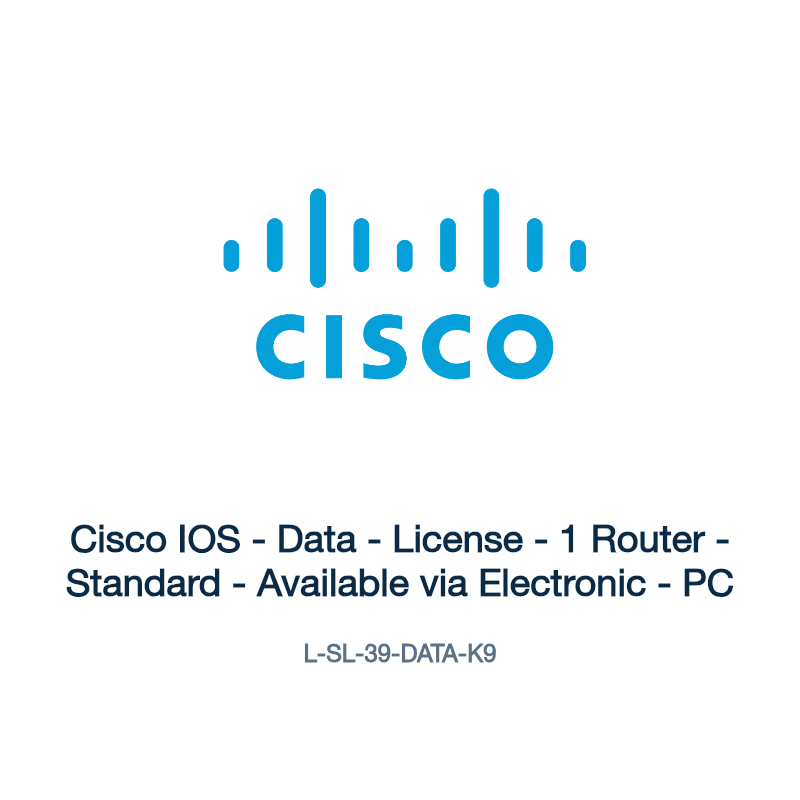 L-SL-39-DATA-K9: Cisco IOS - Data - License - 1 Router - Standard - Available via
