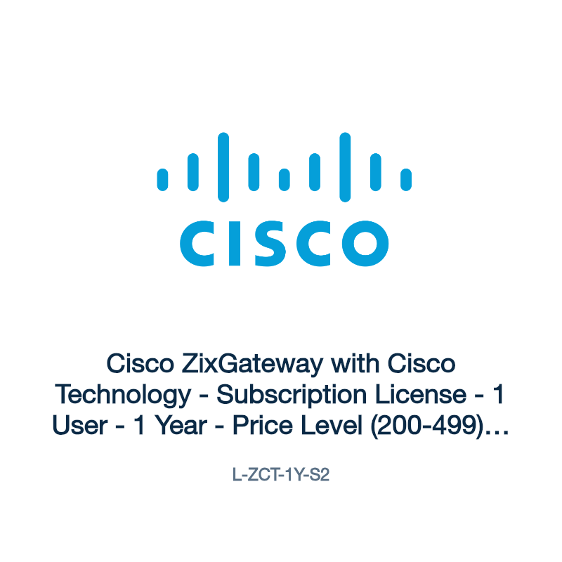 L-ZCT-1Y-S2: Cisco ZixGateway with Cisco Technology