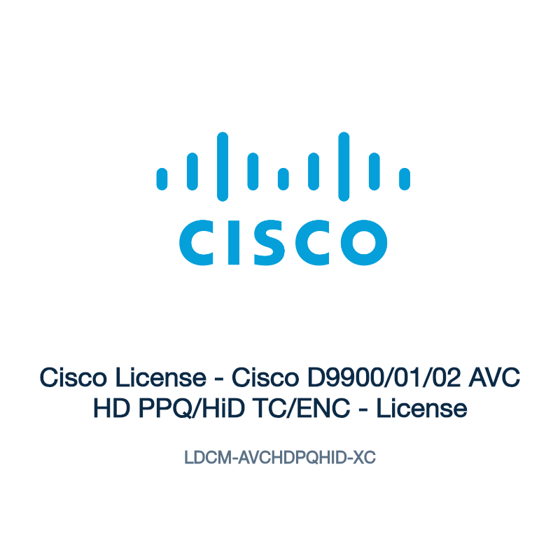 LDCM-AVCHDPQHID-XC: Cisco License - Cisco D9900/01/02 AVC HD PPQ/HiD TC/ENC - License