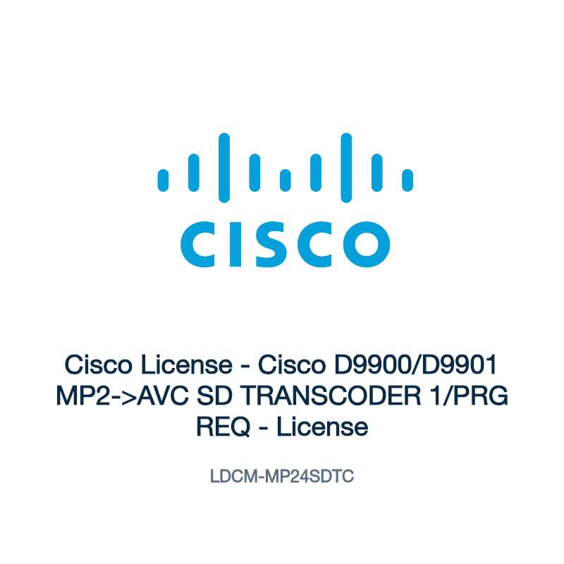 LDCM-MP24SDTC: Cisco License - Cisco D9900/D9901 MP2->AVC SD TRANSCODER 1/PRG REQ -