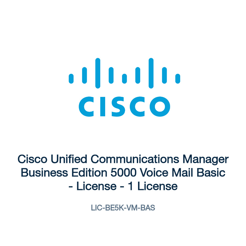 LIC-BE5K-VM-BAS: Cisco Unified Communications Manager Business Edition 5000 Voice Mail