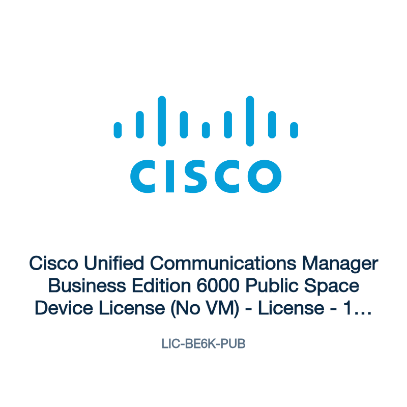LIC-BE6K-PUB: Cisco Unified Communications Manager Business Edition 6000 Public