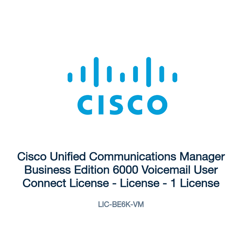 LIC-BE6K-VM: Cisco Unified Communications Manager Business Edition 6000 Voicemail