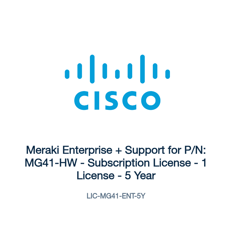 LIC-MG41-ENT-5Y: Meraki Enterprise + Support for P/N: MG41-HW