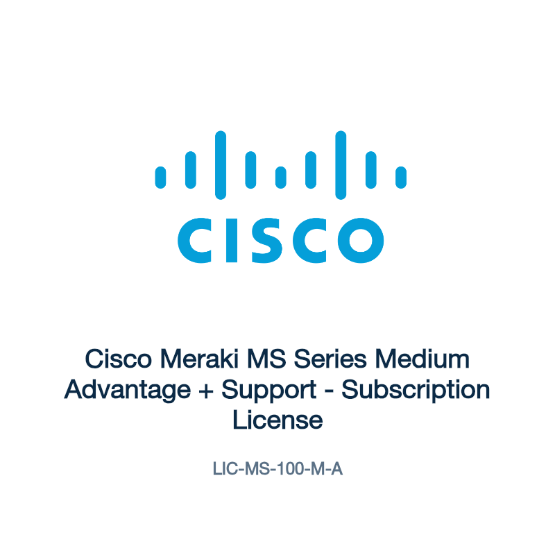 LIC-MS-100-M-A: Cisco Meraki MS Series Medium Advantage + Support