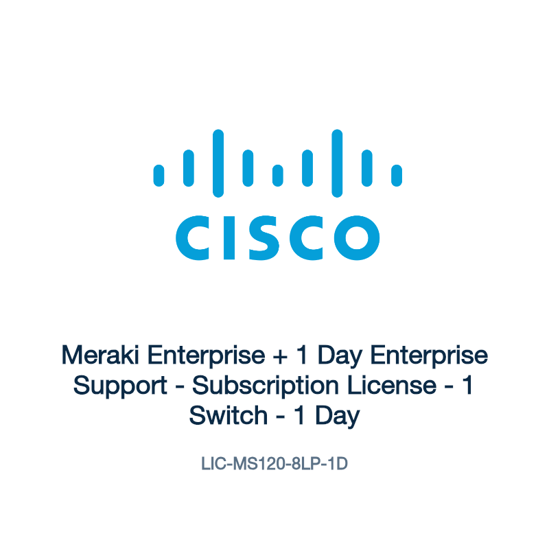 LIC-MS120-8LP-1D: Meraki Enterprise + 1 Day Enterprise Support