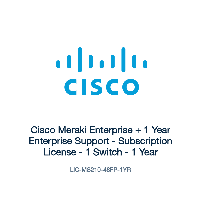 LIC-MS210-48FP-1YR: Cisco Meraki Enterprise + 1 Year Enterprise Support
