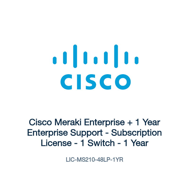LIC-MS210-48LP-1YR: Cisco Meraki Enterprise + 1 Year Enterprise Support