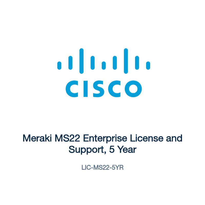 LIC-MS22-5YR: Meraki MS22 Enterprise License and Support, 5 Year