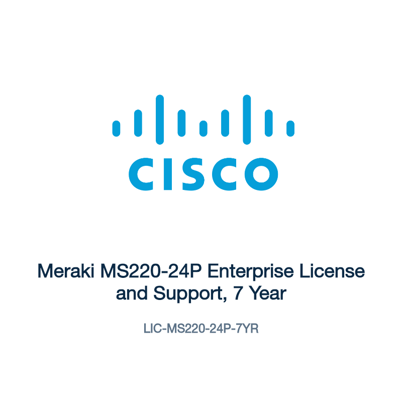 LIC-MS220-24P-7YR: Meraki MS220-24P Enterprise License and Support, 7 Year