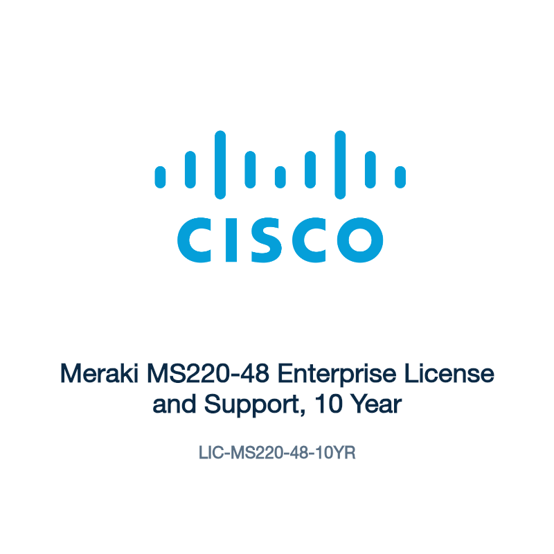 LIC-MS220-48-10YR: Meraki MS220-48 Enterprise License and Support, 10 Year