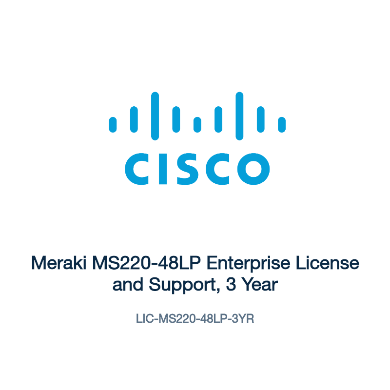 LIC-MS220-48LP-3YR: Meraki MS220-48LP Enterprise License and Support, 3 Year