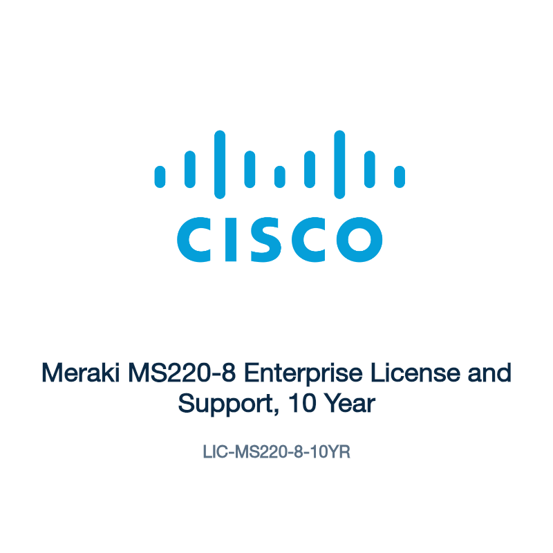 LIC-MS220-8-10YR: Meraki MS220-8 Enterprise License and Support, 10 Year