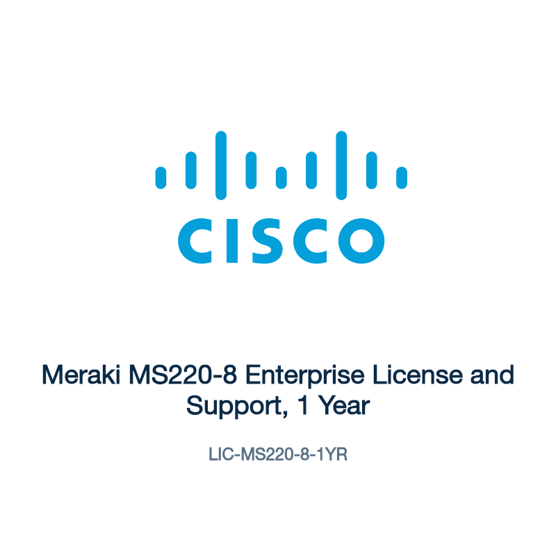 LIC-MS220-8-1YR: Meraki MS220-8 Enterprise License and Support, 1 Year