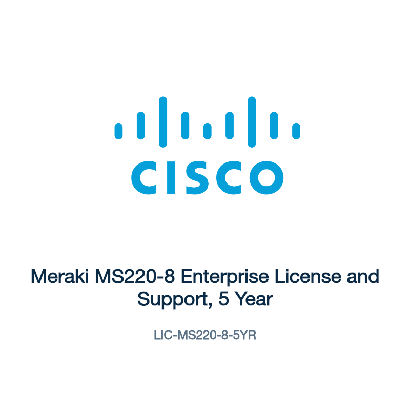 LIC-MS220-8-5YR: Meraki MS220-8 Enterprise License and Support, 5 Year