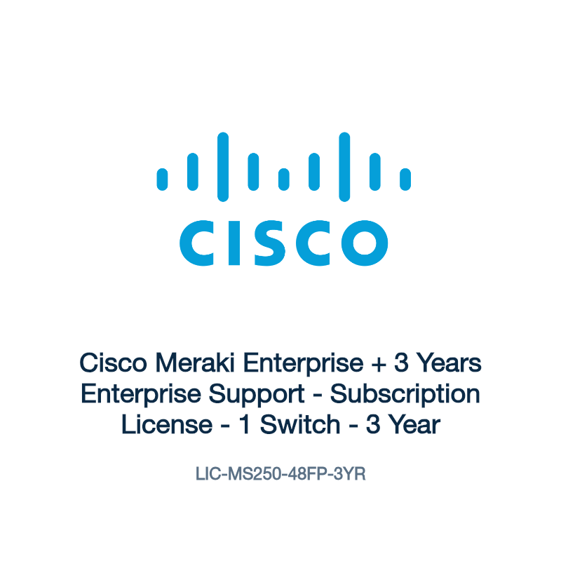 LIC-MS250-48FP-3YR: Cisco Meraki Enterprise + 3 Years Enterprise Support