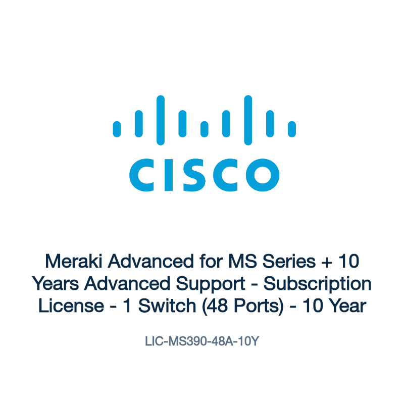 LIC-MS390-48A-10Y: Meraki Advanced for MS Series + 10 Years Advanced Support