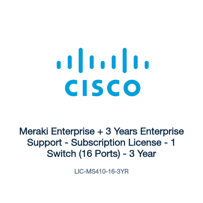 LIC-MS410-16-3YR: Meraki Enterprise + 3 Years Enterprise Support